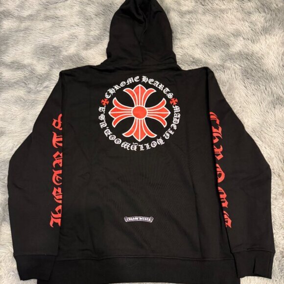 Chrome Hearts Black/ Red Made In Hollywood Zip Up Hoodie Mens Medium or Large - Picture 2 of 7